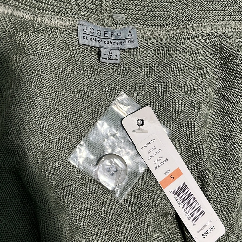 NWT Joseph A. Sea Grass Green Open Front Ruffle Cardigan Wrap Knit Vest S - Picture 9 of 11